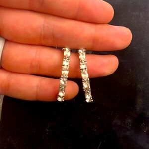 Rhodium Plated Cubic Zirconia Hoop Earrings​​​​​​​